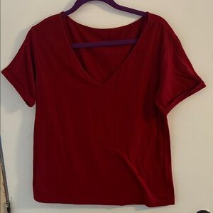 Women's V-Neck Dark Red Top